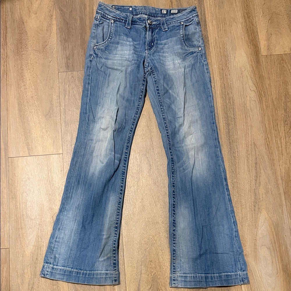 Miss Me Blue Distressed Wide Leg Jeans